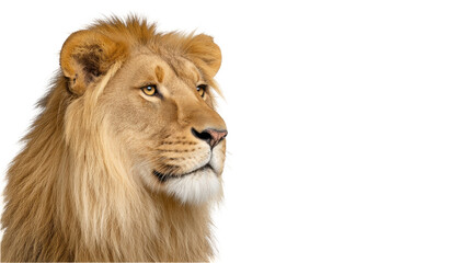 Fototapeta premium Lion isolated transparent background with detailed fur and calm