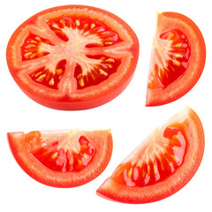 Tomato Slices: A close-up shot of fresh, juicy tomato slices, showcasing the vibrant red hue and intricate texture of the summer fruit.
