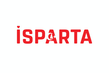 I Love ISPARTA, Typographic Design of I Love ISPARTA on a white background, Flag Typography of ISPARTA with heart, Vector design of I Love Turkey
