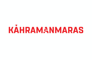 I Love KAHRAMANMARAS, Typographic Design of I Love KAHRAMANMARAS on a white background, Flag Typography of KAHRAMANMARAS with heart, Vector design of I Love Turkey