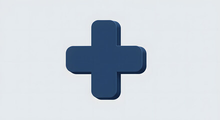 Fototapeta premium Plus Sign Icon: Blue 3D Mathematical Symbol on White