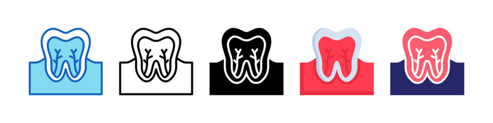 Root Canal Multiple Style Icon Set Collection.  