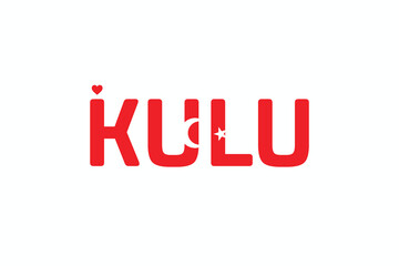 I Love KULU, Typographic Design of I Love KULU on a white background, Flag Typography of KULU with heart, Vector design of I Love Turkey