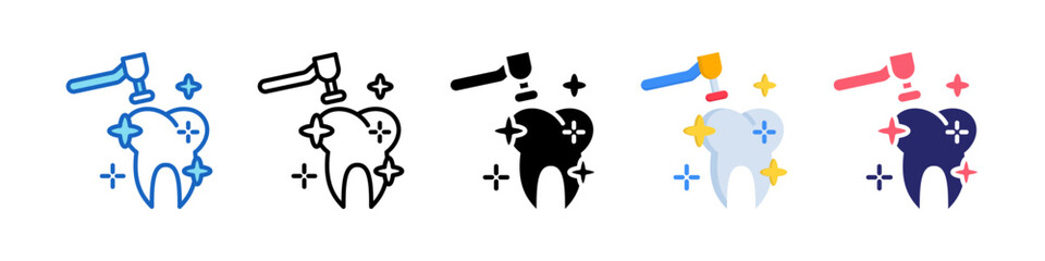 Clean Tooth Multiple Style Icon Set Collection.  
