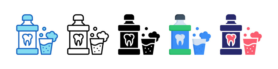 Mouthwash Multiple Style Icon Set Collection.  