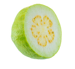 High Quality PNG Picture of sliced guava fruit isolated on white background.