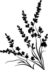 Lavender flower silhouette corner border decoration