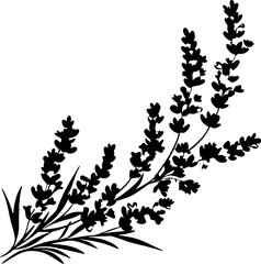Lavender flower silhouette corner border decoration