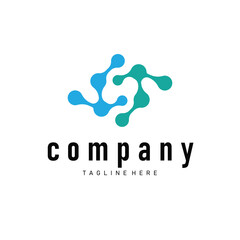 simple molecular concept of neuron logo design which is simple minimalist cell and also simple molecular structure design as silhouette and poster illustration template