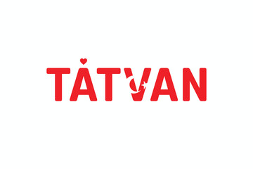 I Love TATVAN, Typographic Design of I Love TATVAN on a white background, Flag Typography of TATVAN with heart, Vector design of I Love Turkey