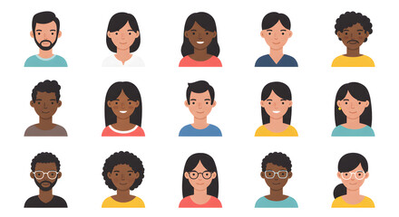 Diverse Avatar Collection: Flat Vector Portraits