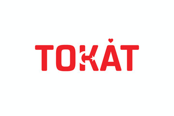 Fototapeta premium I Love TOKAT, Typographic Design of I Love TOKAT on a white background, Flag Typography of TOKAT with heart, Vector design of I Love Turkey
