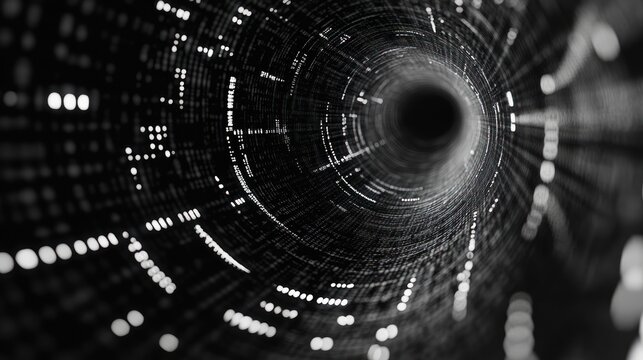 Abstract tunnel of binary code