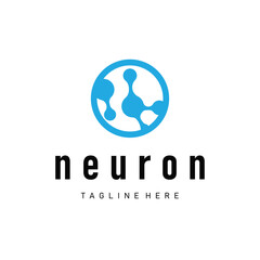 simple molecular concept of neuron logo design which is simple minimalist cell and also simple molecular structure design as silhouette and poster illustration template