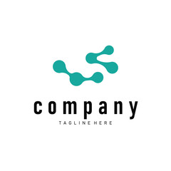 simple molecular concept of neuron logo design which is simple minimalist cell and also simple molecular structure design as silhouette and poster illustration template