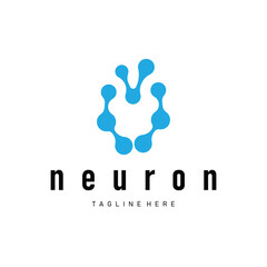 simple molecular concept of neuron logo design which is simple minimalist cell and also simple molecular structure design as silhouette and poster illustration template