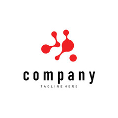 simple molecular concept of neuron logo design which is simple minimalist cell and also simple molecular structure design as silhouette and poster illustration template