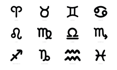 Horoscope Signs Vector Collection – Zodiac Symbol Art for Astrology Lovers and Celestial Design