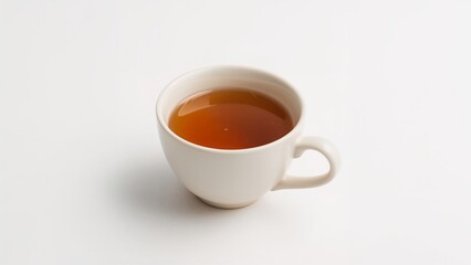 High-quality realistic image of a white ceramic cup filled with hot tea. Isolated on a clean white background, perfect for food, drink, and minimalist design themes.