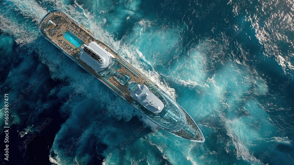 Poster a stunning aerial view of the ship reveals the glass bridge as a striking centerpiece connecting var