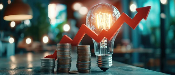 The glowing incandescent light bulb symbolizing the financial burden and impact of rising electricity costs on households and the economy.