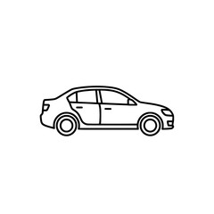 Obraz premium Simple outline of a sedan car on a white background, perfect for various design projects.