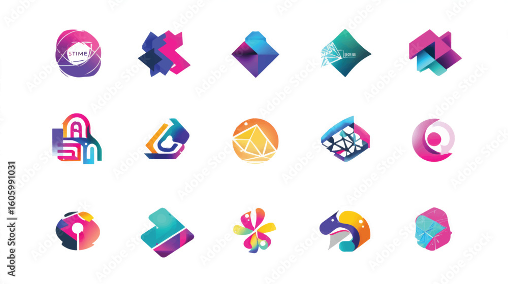 Poster abstract collection of geometric vector icons and symbols for business logo design and web elements