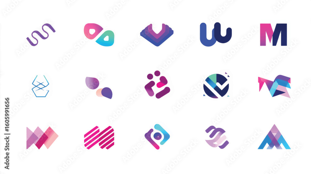 Poster abstract collection of vector icons and symbols for web design, including arrows, circles, and shape