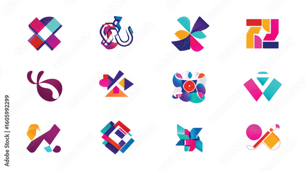 Poster a set of abstract vector icons for design