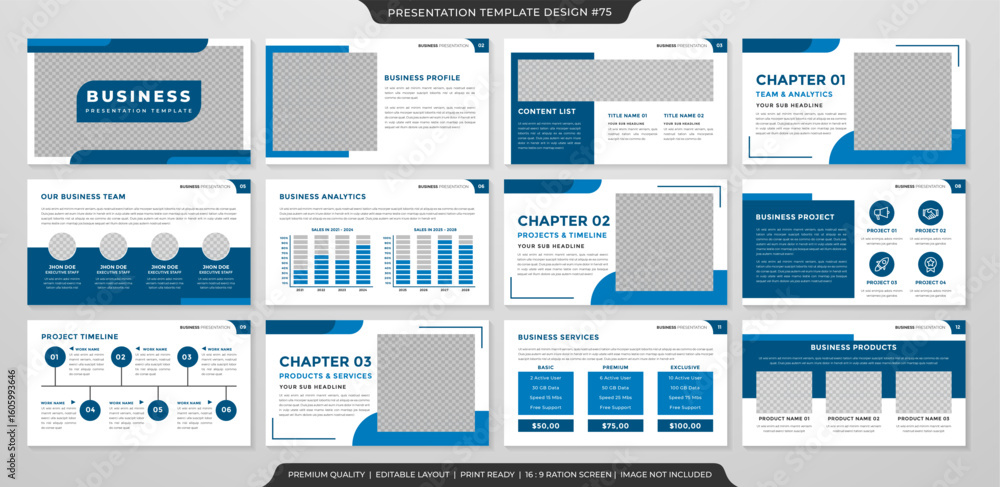 Wall mural presentation template layout with colorful data chart and infographic elements for corporate sector.