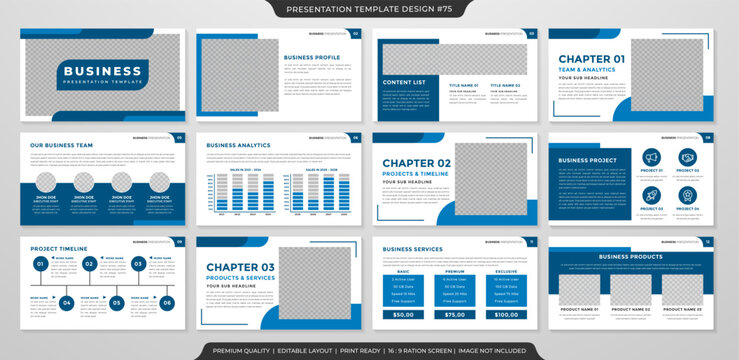 Presentation template layout with colorful data chart and infographic elements for corporate sector.