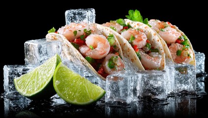Shrimp Tacos with Lime on Ice