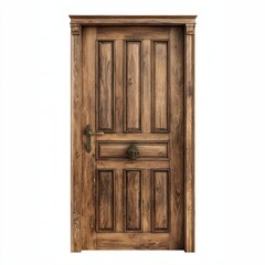 An intricately carved wooden door, showcasing a vintage style and aged design