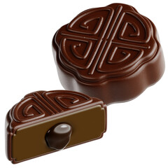 Chocolate Lava Mooncake with Traditional Pattern