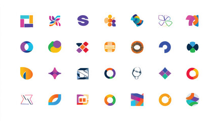 Fototapeta premium A vibrant vector set of colorful numbers and symbols for web and social media design