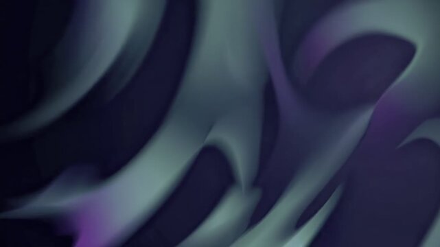 Flowing, dark green ribbons create an abstract, swirling design with a subtle purple glow