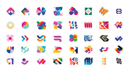 A vibrant set of European country flags and business icons as colorful vector illustrations