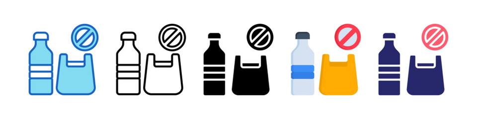 Obraz premium No Plastic Multiple Style Icon Set Collection. 