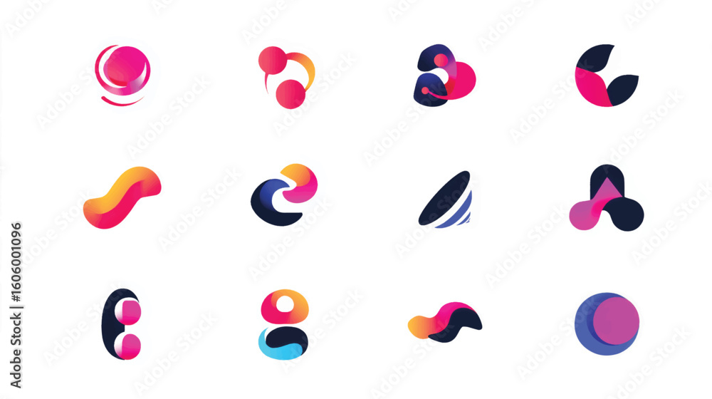 Poster a vibrant collection of colorful vector icons for business and web design