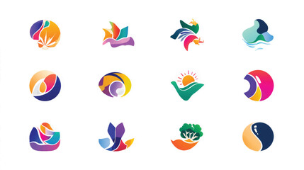 A colorful set of vector icons for business logo design and web illustration