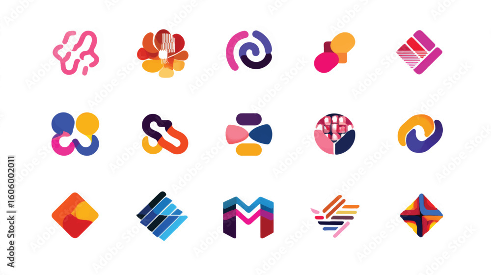 Poster a vector collection of abstract business symbols and web icons for corporate identity design