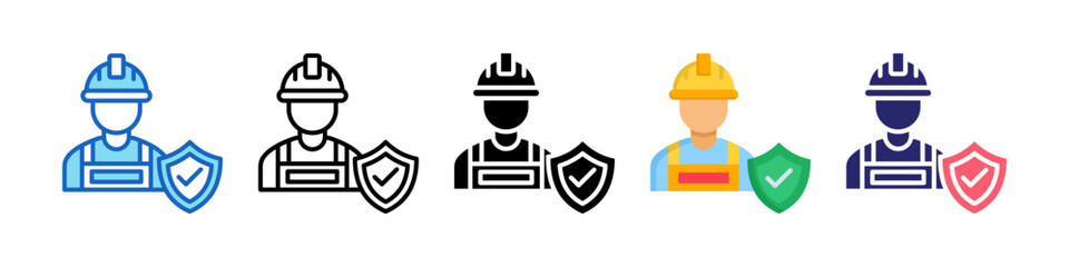 Workplace Safety Multiple Style Icon Set Collection.  
