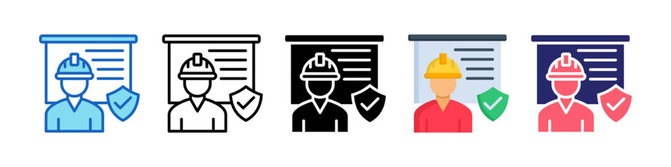 Safety Training Multiple Style Icon Set Collection.  