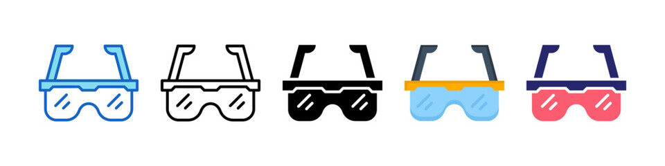 Safety Goggles Multiple Style Icon Set Collection.  