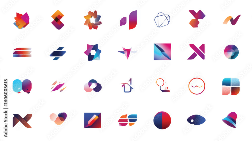 Poster a collection of colorful number and alphabet icons for web design