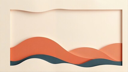 Obraz premium Abstract paper cut background with layered waves and neutral color palette design