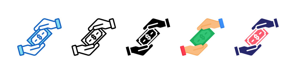 Royalty Payment Multiple Style Icon Set Collection.  