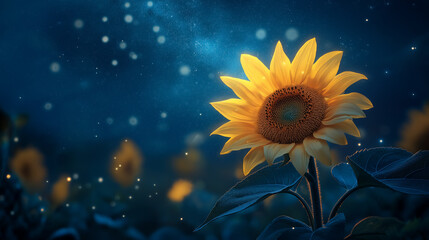 sunflower on blue background