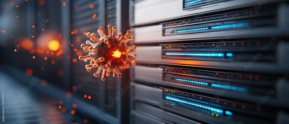 Poster sleek, futuristic floating cloud servers representing the latest advancements in digital data storag