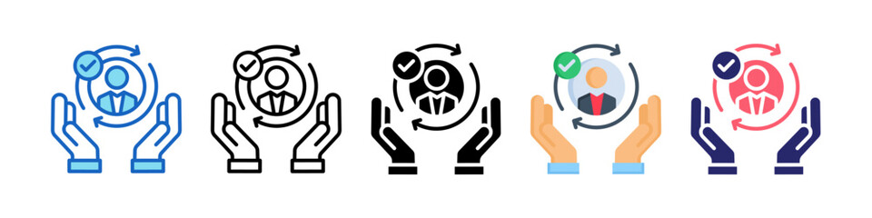 Retention Multiple Style Icon Set Collection.  